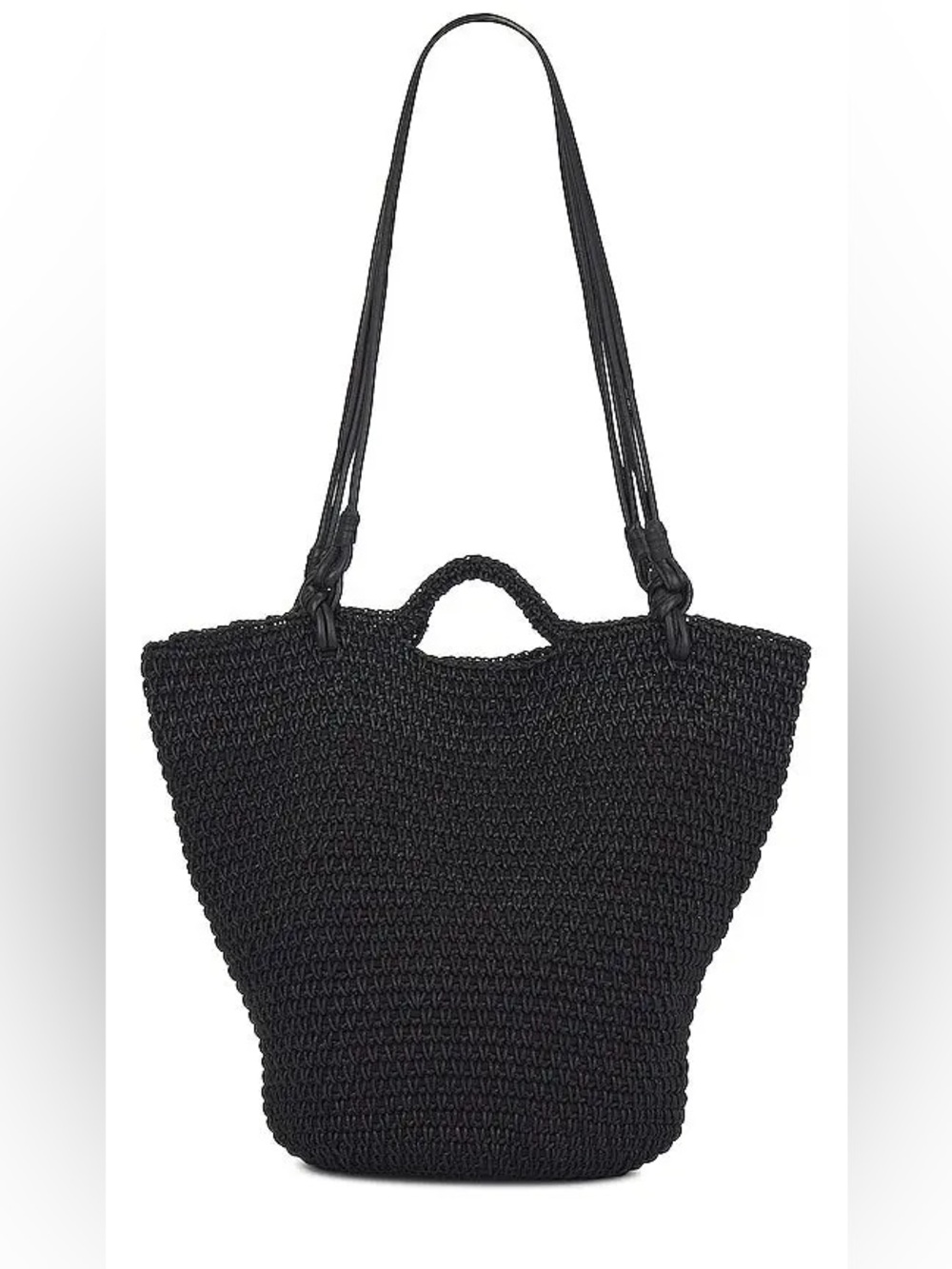 Cleobella Black Crochet Basket Tote Bag Woven Boho Bag